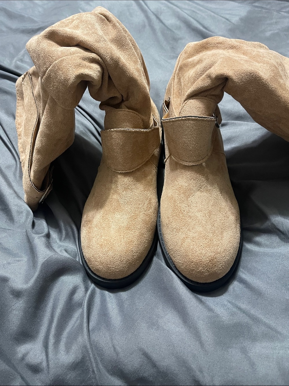 Women's Tan Suede Combat Boots